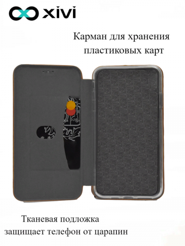 Чехол-книжка Xivi для SAMSUNG Galaxy A41, Premium, вертикальный шов, на магните, экокожа, цвет хаки 3