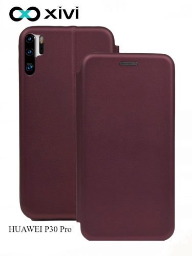 Чехол-книжка Xivi для HUAWEI P30 Pro, Fashion Case, на магните, экокожа, цвет винный 1