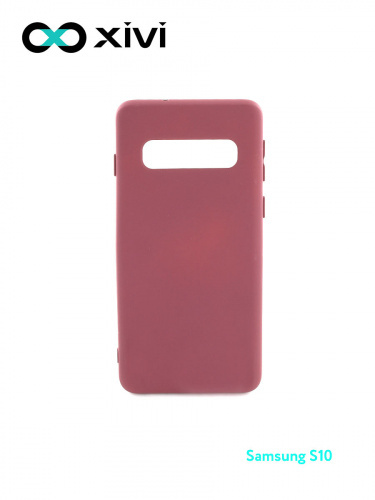 Накладка задняя Xivi для SAMSUNG  Galaxy S10, Silicon Case, силикон, матовая, №73, цвет винный 1