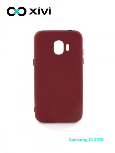Накладка задняя Xivi для SAMSUNG Galaxy J2 2018 J250G, Silicon Case, силикон, матовая, №73, цвет винный 1