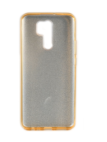 Накладка задняя для XIAOMI Redmi 9, силикон, блёстки, цвет: золотой