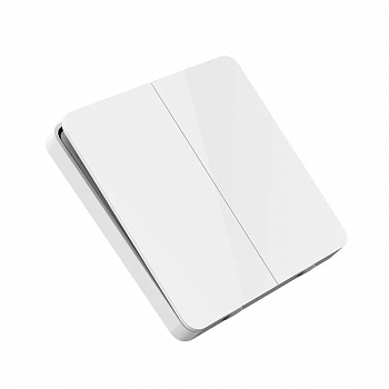 Умный выключатель XIAOMI, MJKG01- 2YL, Wireless Wall Switch, пластик, 2 кнопки, белый