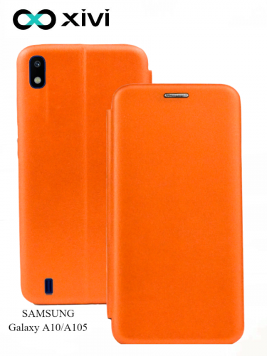 Чехол-книжка Xivi для SAMSUNG A10A105, Fashion Case, на магните, экокожа, цвет оранжевый 1