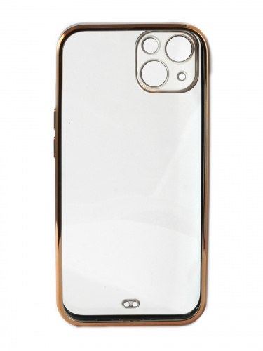 Накладка задняя для iPhone 13, силикон, технология 6D, с металлическим ободком, черный