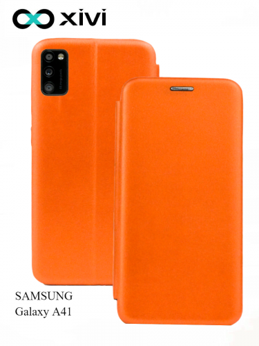 Чехол-книжка Xivi для SAMSUNG Galaxy A41, Fashion Case, на магните, экокожа, цвет оранжевый 1