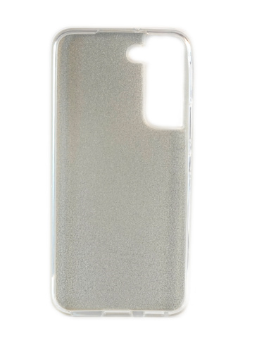 Накладка задняя для SAMSUNG Galaxy S22, силикон, блёстки, цвет: серебряный