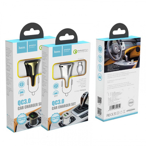hoco-z31-universe-double-usb-port-qc30-car-charger-set-with-lightning-cable-packages