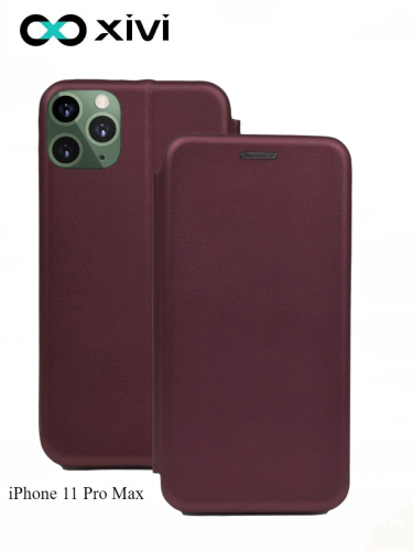 Чехол-книжка Xivi для APPLE iPhone 11 Pro Max, Fashion Case, на магните, экокожа, цвет винный 1