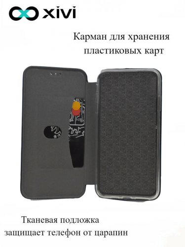 Чехол-книжка Xivi для SAMSUNG Galaxy A41, Premium, вертикальный шов, на магните, экокожа, цвет темно-синий 3