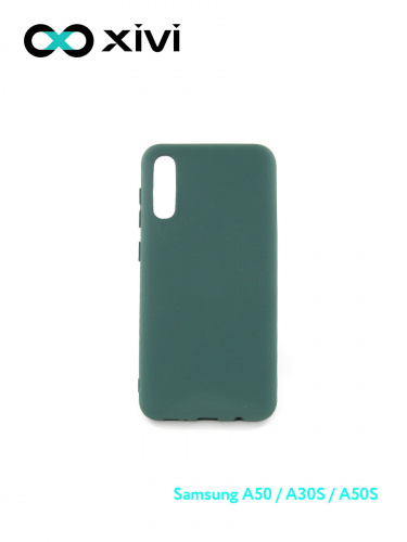 Накладка задняя Xivi для SAMSUNG Galaxy A50 A30S A50S, Silicon Case, силикон, матовая, №46, цвет изумрудный 1