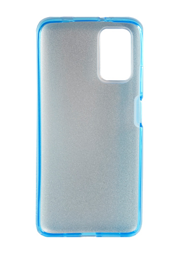 Накладка задняя для XIAOMI POCO F3, силикон, блёстки, цвет: голубой