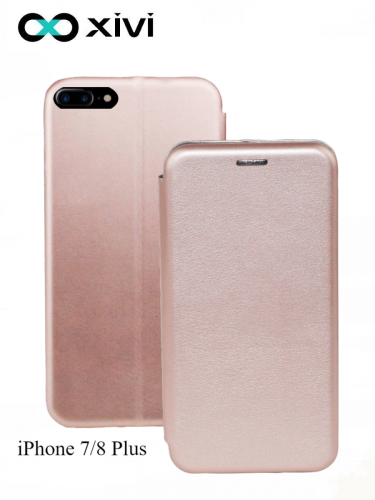 Чехол-книжка Xivi для APPLE iPhone 78 Plus, Fashion Case, на магните, экокожа, цвет розовое золото 1