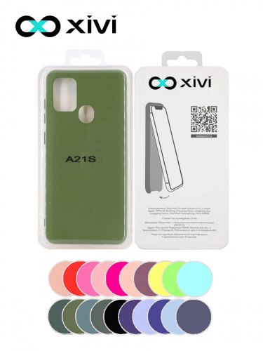 Накладка задняя Xivi для SAMSUNG Galaxy A21S, Silicon Case, силикон, матовая, №57, цвет зелёный 5