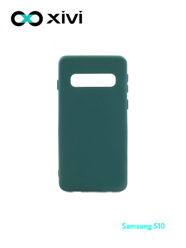 Накладка задняя Xivi для SAMSUNG  Galaxy S10, Silicon Case, силикон, матовая, №46, цвет изумрудный 1