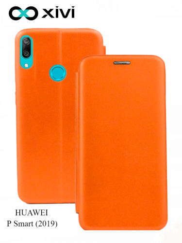 Чехол-книжка Xivi для HUAWEI P Smart (2019), Fashion Case, на магните, экокожа, цвет оранжевый 1