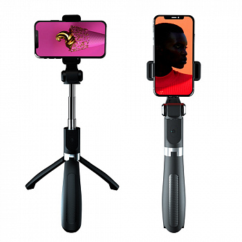 Монопод для селфи XO, SS08, Tripod, пластик, bluetooth, чёрный
