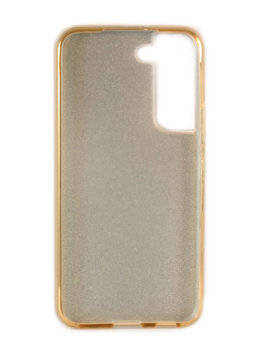Накладка задняя для SAMSUNG Galaxy S22 Plus, силикон, блёстки, цвет: золотой
