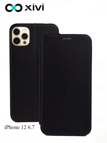 Чехол-книжка Xivi для APPLE iPhone 12 6.7, Fashion Case, на магните, экокожа, цвет чёрный 1