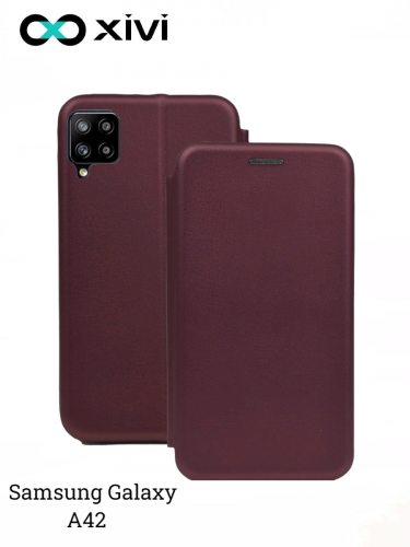 Чехол-книжка Xivi для SAMSUNG  Galaxy A42, Fashion Case, на магните, экокожа, цвет винный 1