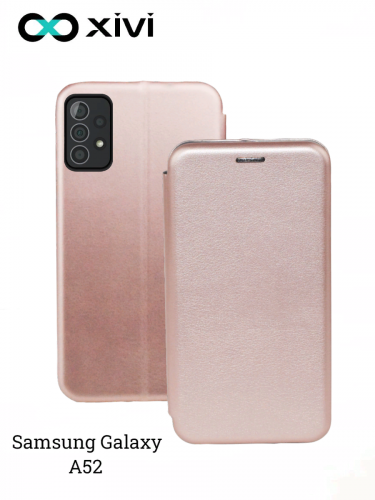 Чехол-книжка Xivi для SAMSUNG  Galaxy A52, Fashion Case, на магните, экокожа, цвет розовое золото 1