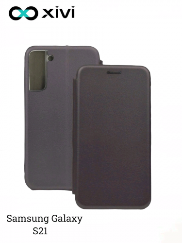 Чехол-книжка Xivi для SAMSUNG Galaxy S21, Fashion Case, на магните, экокожа, цвет серый 1