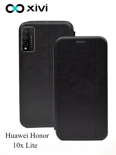 Чехол-книжка Xivi для HUAWEI Honor 10x Lite, Premium Line, вертикальный шов, на магните, экокожа, цвет чёрный 6