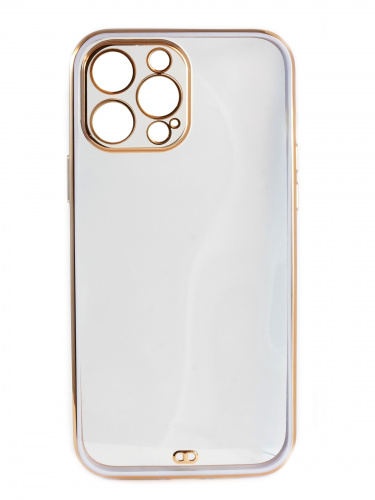 Накладка задняя для iPhone 13 Pro Max, силикон, технология 6D, с металлическим ободком, сиреневый