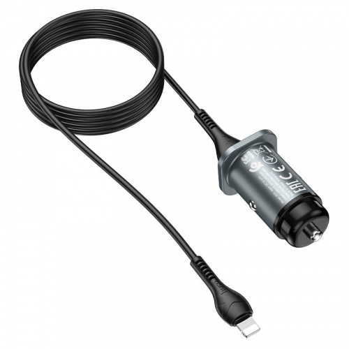 hoco-nz4-wise-road-dual-port-car-charger-set-with-lightning-cable-wire