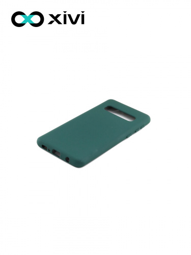 Накладка задняя Xivi для SAMSUNG  Galaxy S10, Silicon Case, силикон, матовая, №46, цвет изумрудный 3