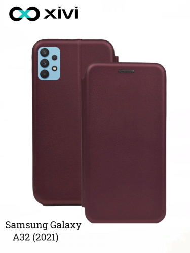 Чехол-книжка Xivi для SAMSUNG Galaxy A32 (2021), Fashion Case, на магните, экокожа, цвет винный 1