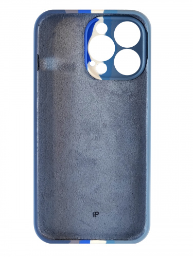 Накладка задняя для iPhone 13 Pro Max, под оригинал, радужный градиент, №3, защита камеры, сине-серый