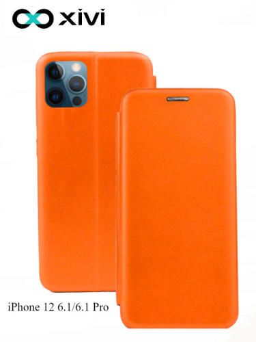 Чехол-книжка Xivi для APPLE iPhone 12 6.16.1 Pro, Fashion Case, на магните, экокожа, цвет оранжевый 1