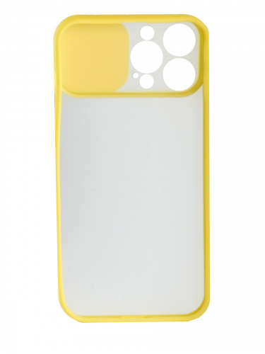 Накладка задняя для iPhone 13 Pro Max, защита камеры(раздвижное окно), матовая, цветные края, жёлтый