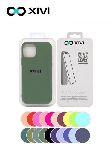 Накладка задняя Xivi для APPLE iPhone 12 6.1 6.1 Pro, Silicon Case, силикон, матовая, №59, цвет темно-зеленый 5