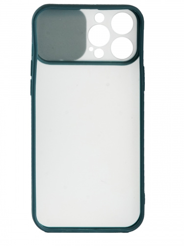 Накладка задняя для iPhone 13 Pro Max, защита камеры(раздвижное окно), матовая, цветные края, зеленый