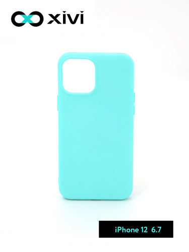 Накладка задняя Xivi для APPLE iPhone 12 6.7, Silicon Case, силикон, матовая, №8, цвет голубой 1