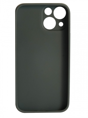 Накладка задняя для iPhone 13 Mini, силикон, защита камеры, имитация кожи, темно-зеленый