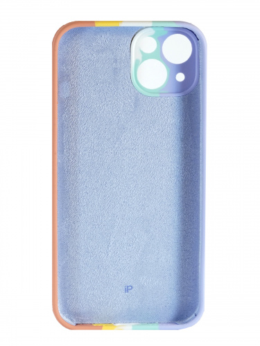 Накладка задняя для iPhone 13 Mini, под оригинал, радужный градиент, №2, защита камеры, сиренево-оранжевый