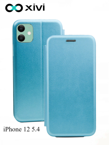 Чехол-книжка Xivi для APPLE iPhone 12 5.4, Fashion Case, на магните, экокожа, цвет голубой 1