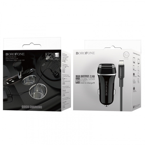 borofone-bz2-joyroad-dual-usb-port-car-charger-set-with-lightning-cable-black-box
