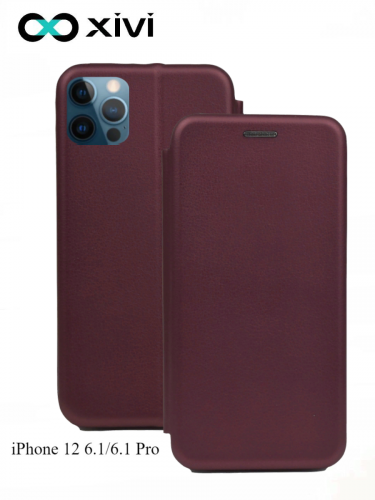 Чехол-книжка Xivi для APPLE iPhone 12 6.16.1 Pro, Fashion Case, на магните, экокожа, цвет винный 1