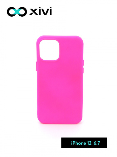 Накладка задняя Xivi для APPLE iPhone 12 6.7, Silicon Case, силикон, матовая, №64, цвет фуксия 1