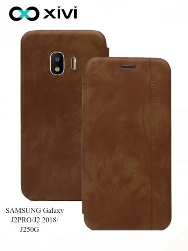 Чехол-книжка Xivi для SAMSUNG Galaxy J2PROJ2 2018J250G, Premium, вертикальный шов, на магните, экокожа, цвет хаки 1