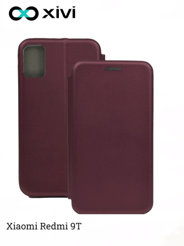 Чехол-книжка Xivi для XIAOMI Redmi 9T, Fashion Case, на магните, экокожа, цвет винный 1