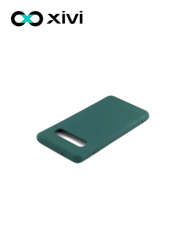 Накладка задняя Xivi для SAMSUNG  Galaxy S10, Silicon Case, силикон, матовая, №46, цвет изумрудный 4