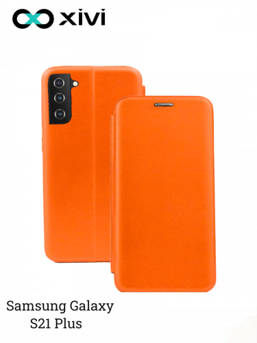 Чехол-книжка Xivi для SAMSUNG Galaxy S21 Plus, Fashion Case, на магните, экокожа, цвет оранжевый 1