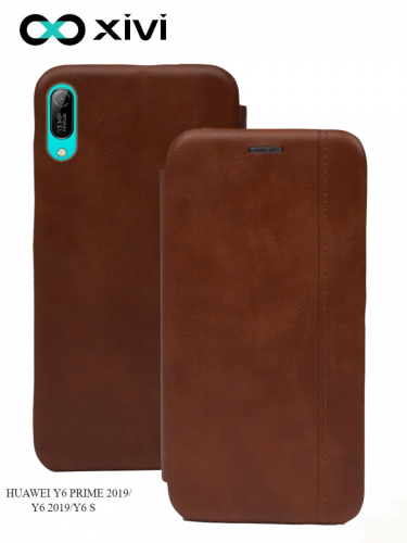 Чехол-книжка Xivi для HUAWEI Y6 PRIME 2019Y62019Y6S, Premium, вертикальный шов, на магните, экокожа, цвет светло-коричневый 1