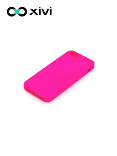 Накладка задняя Xivi для APPLE iPhone 5 5S SE, Silicon Case, силикон, матовая, №64, цвет фуксия 3