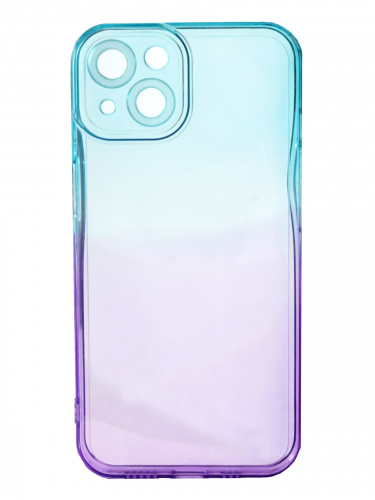 Накладка задняя для iPhone 13, силикон, защита камеры, двухцветка, фиолетово-зеленый