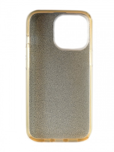 Накладка задняя для iPhone 13 Pro Max (6.7), силикон, блёстки, золотой